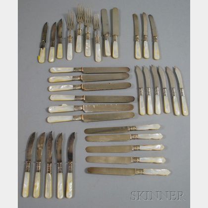Three Partial Sets of Silver-plated Fish Knives