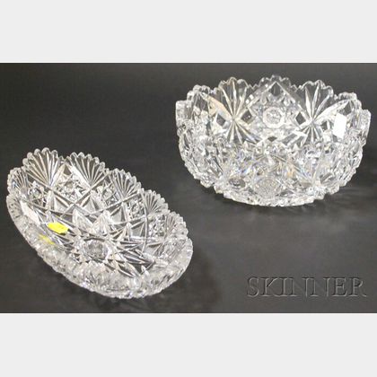 Two Hawkes Colorless Cut Glass Bowls