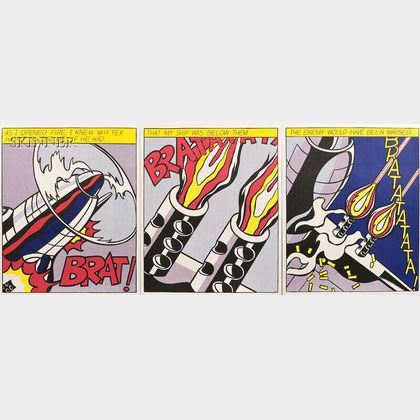 Roy Lichtenstein (American, 1923-1997) As I Opened Fire... /A Triptych