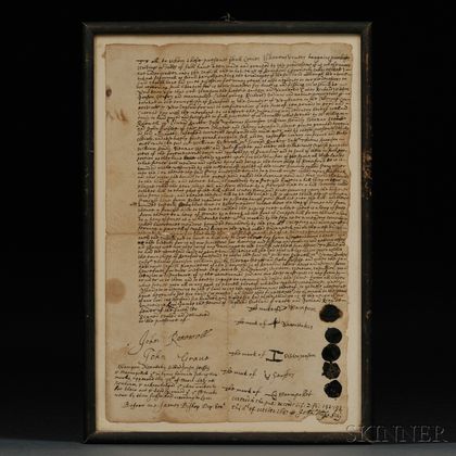 Two Colonial Connecticut Land Purchase Deeds with Indian Signatures