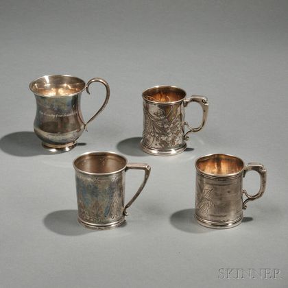 Four American Coin Silver Mugs