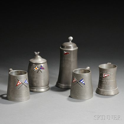 Five Pewter Yachting Trophies