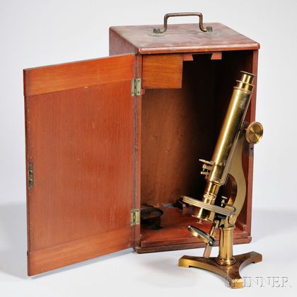 R & J Beck Brass Monocular Microscope