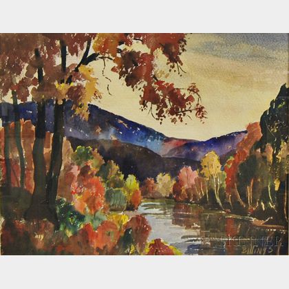 Henry J. Billings (American, b. 1894) Autumn New England Landscape