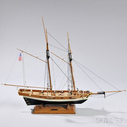 Small Wood Ship Model of the Topsail Schooner Lynx