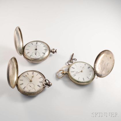 Three Silver Hunter Case Pocket Watches