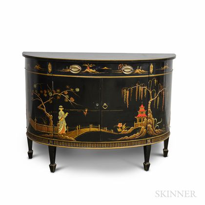 Chinoiserie-decorated Demilune Commode