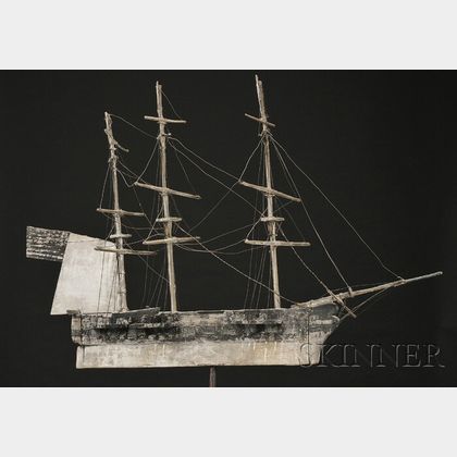 Painted Wood Ship Weathervane