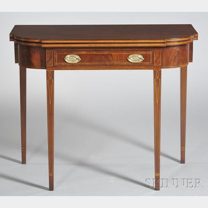 Federal Inlaid Mahogany Card Table with Drawer