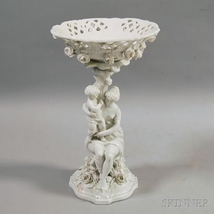 Two-piece White Dresden Porcelain Compote