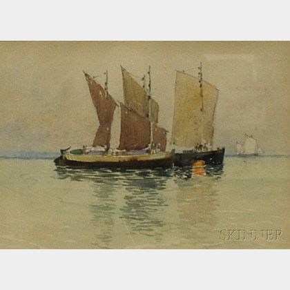Carlton Theodore Chapman (American, 1860-1925) Sailboats at Anchor