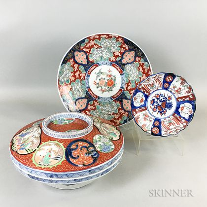 Imari Porcelain Charger, Plate, and Covered Bowl