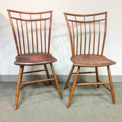 Pair of Bamboo-turned Windsor Side Chairs
