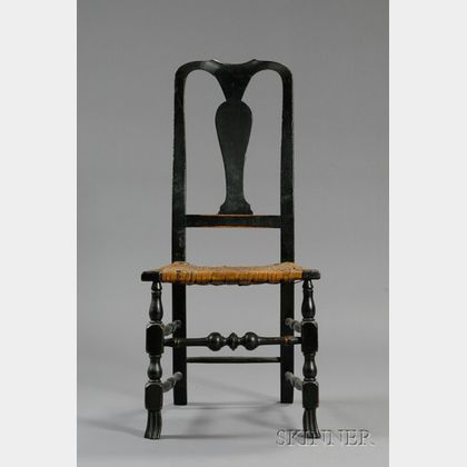 Queen Anne Black-painted Spanish Foot Side Chair