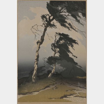 Oscar Droege (German, 1898-1982) Windswept Pine
