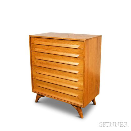 Mid-century Modern Bleached Oak Chest of Drawers