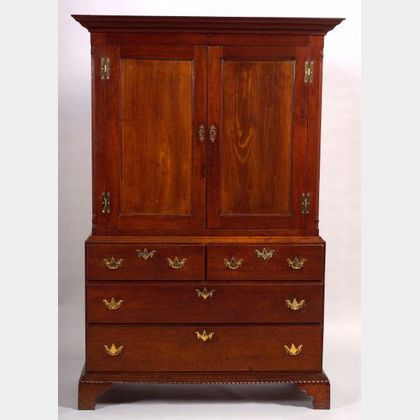 Chippendale Walnut Carved Linen Press