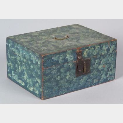 Blue Paint Decorated Pine Box