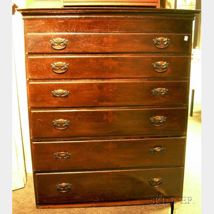 Brown-painted Chippendale Maple Six-Drawer Chest. 