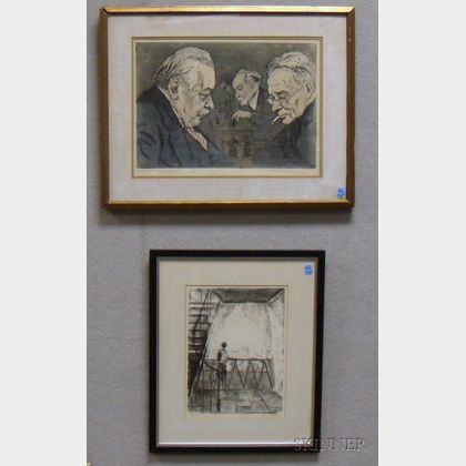 Lot of Two Framed Works on Paper