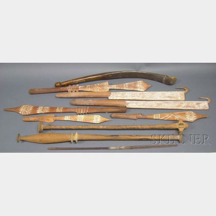 Ten Melanesian Carved Wood Items