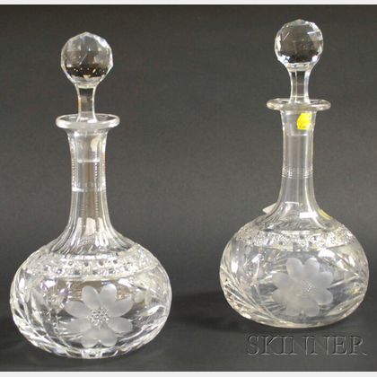 Pair of Colorless Cut Glass Decanters
