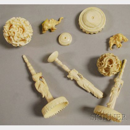 Small Group of Carved Ivory Articles