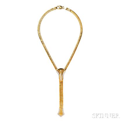 18kt Gold and Diamond Zipper Necklace