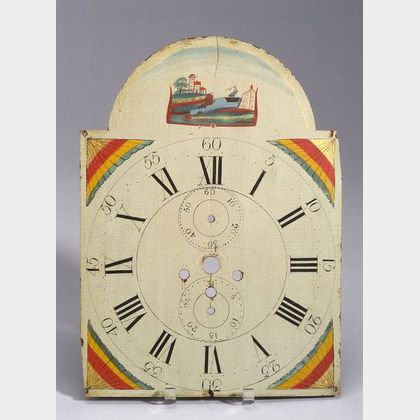 Painted Wooden Clock Face. 