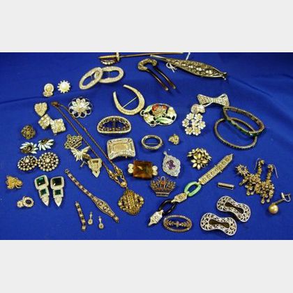 Group of Forty-two Silver and Goldtone Metal Pieces