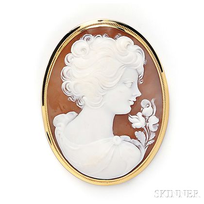 18kt Gold and Shell Cameo Pendant/Brooch