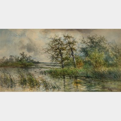 Hugo Anton (Antoine) Fisher (American, 1854-1916) River Landscape.