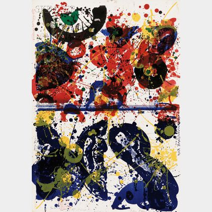 Sam Francis (American, 1923-1994) and Walasse Ting (Chinese/American, 1929-2010) Blue Eye Over Red China - Ting Tong - Uncle Sam lov...