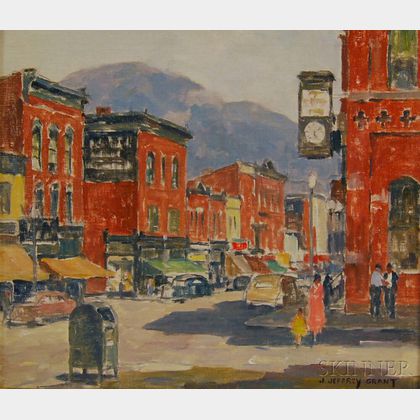 James Jeffrey Grant (American, 1883-1960) Street Corner, Salamanca, New York.