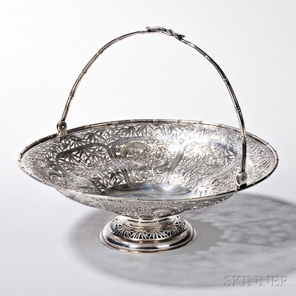 Export Silver Stemmed Platter with Handle