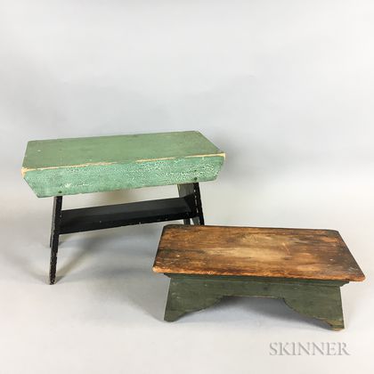 Two Painted Pine Cricket Stools