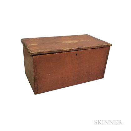 Small Red-painted Cherry Six-board Box