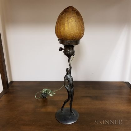 Robert Thew (American, 1892-1964) Patinated Bronze Figural Lamp