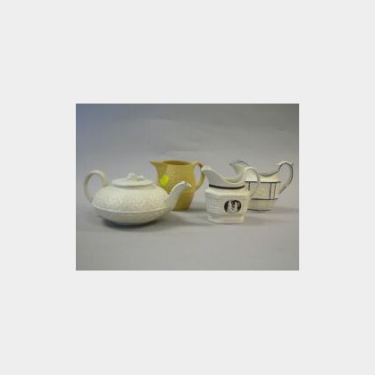 English Ceramic Teapot and Three Creamers