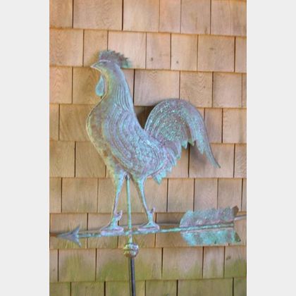 Molded Copper Rooster-form Weathervane