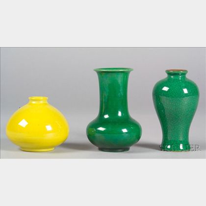 Lot of Three Monochrome Vases