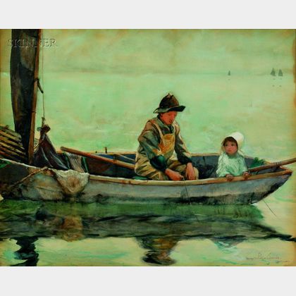 George Wharton Edwards (American, 1869-1950) Fishing on the Lake / A Monhegan View