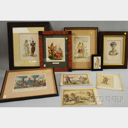 Nine Prints Depicting American Indians