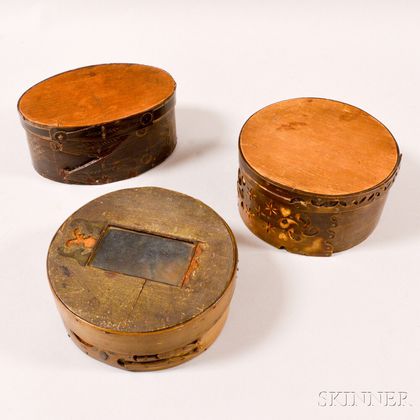 Three Pierced and Engraved Baleen Boxes