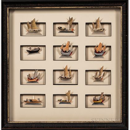 Shadow Box Diorama of Chinese Paper Ships