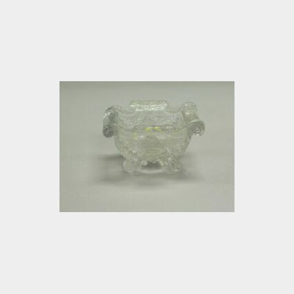 Colorless Pressed Lacy Glass Eagle Salt