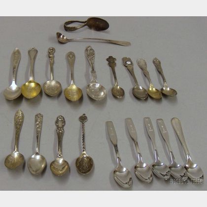 Approximately Twenty Sterling and Silver Plated Souvenir Spoons. 