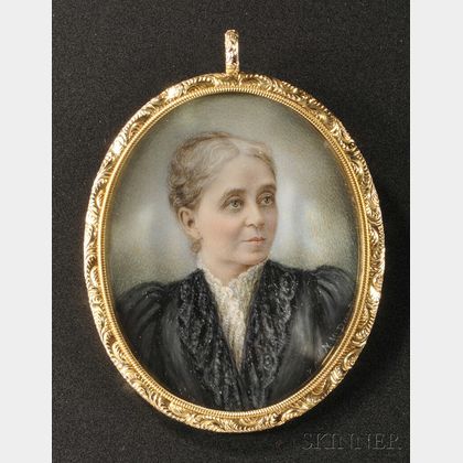 American School, 19th Century Portrait Miniature of Helen Adela Rowe Metcalf.