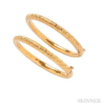 Pair of High-karat Gold Bracelets