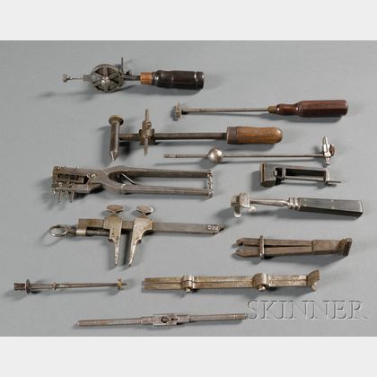Twelve Steel and Iron Watchmaker's Tools